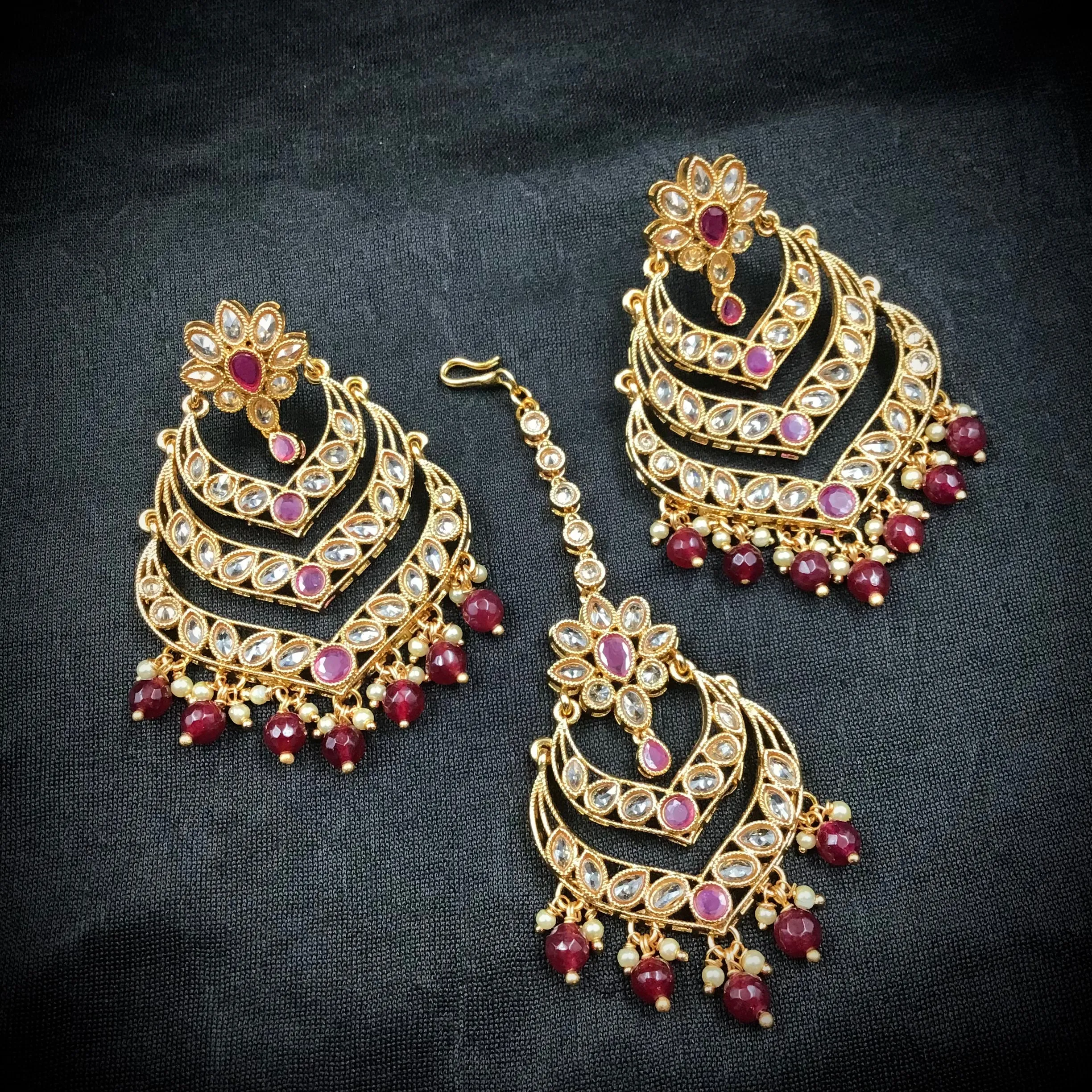 Ruby Gold Look Necklace Set 17274-4422