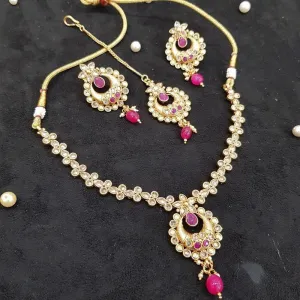 Ruby Gold Look Necklace Set