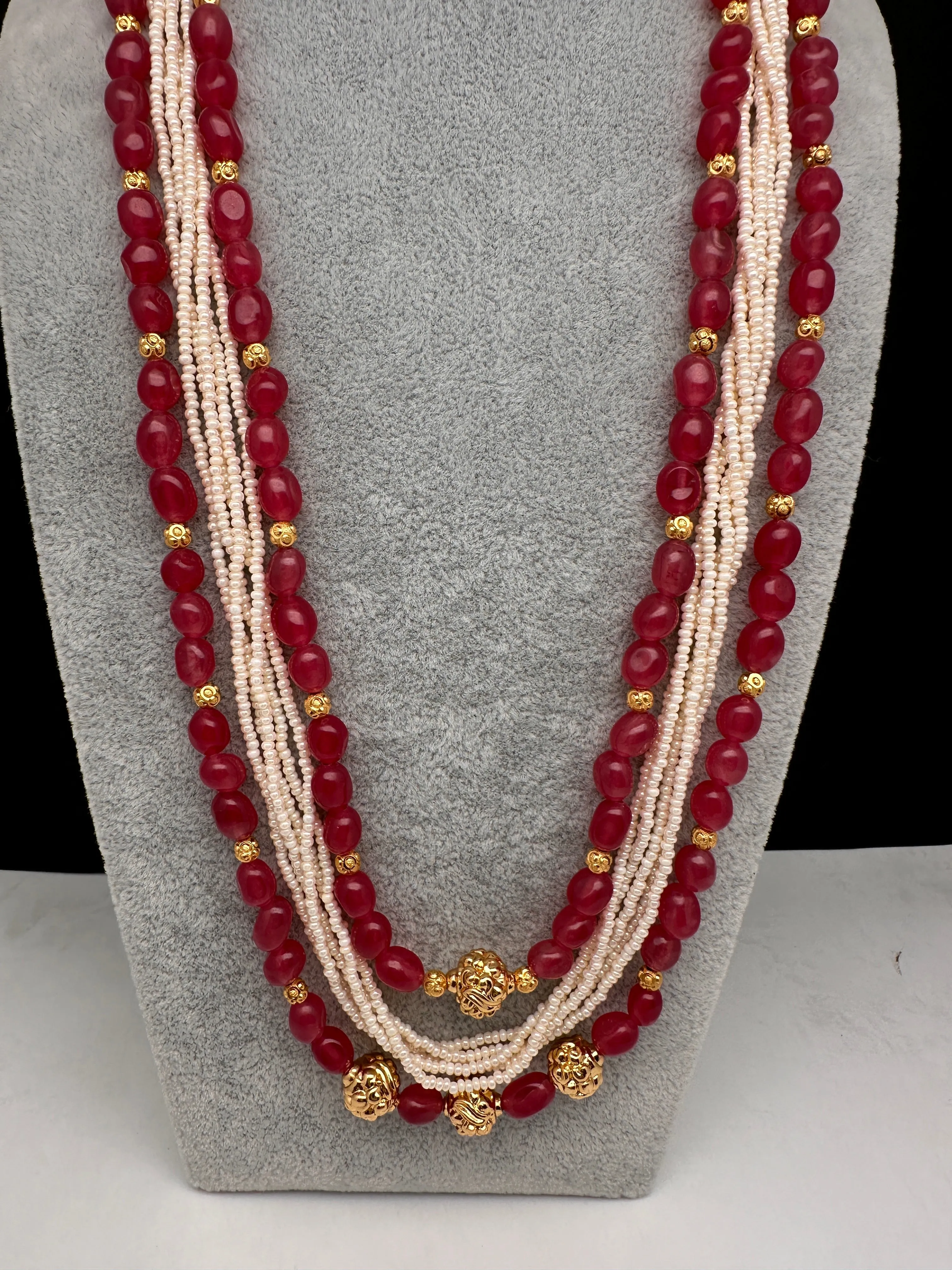 Ruby Pearls Nakshi Multi Layer Necklace