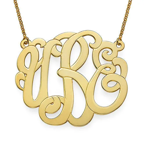 Scroll Monogram Necklace - 18K Gold Plated