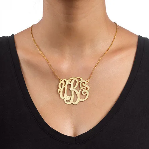 Scroll Monogram Necklace - 18K Gold Plated