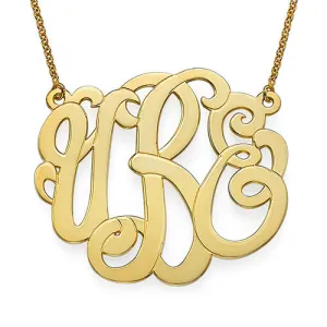 Scroll Monogram Necklace - 18K Gold Plated