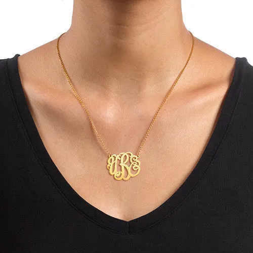 Scroll Monogram Necklace - 18K Gold Plated