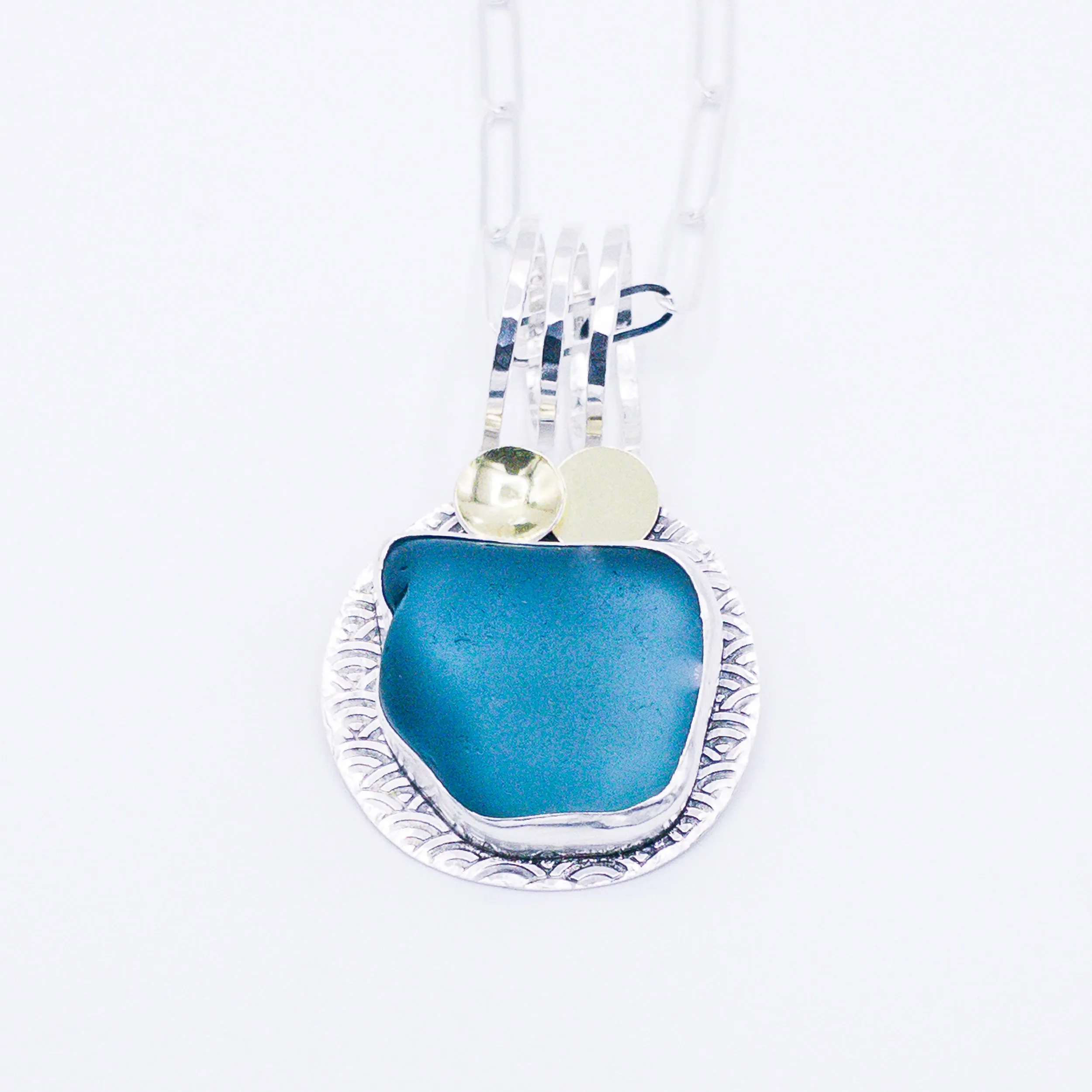 Sterling Silver Blue Maui Seaglass Necklace