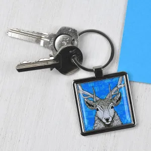 Tartan Stag Metal Keyring