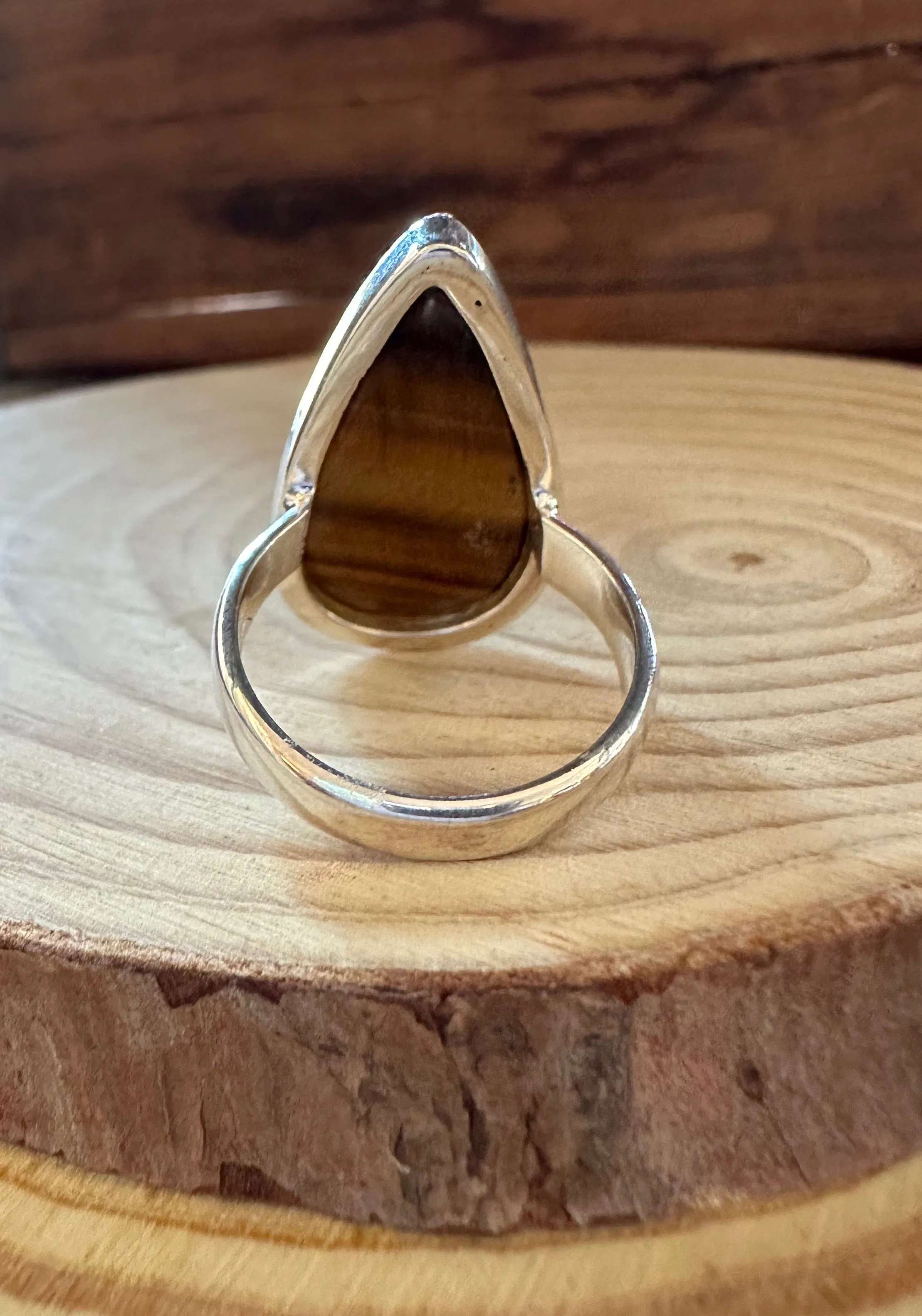 TIGER'S EYE and Silver Ring • Size 8