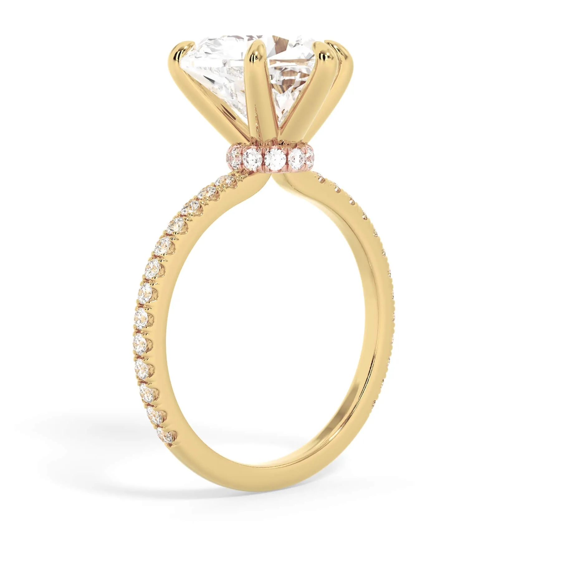 Under Halo with Diamond Shank Engagement Ring - Rose Gold Wrap