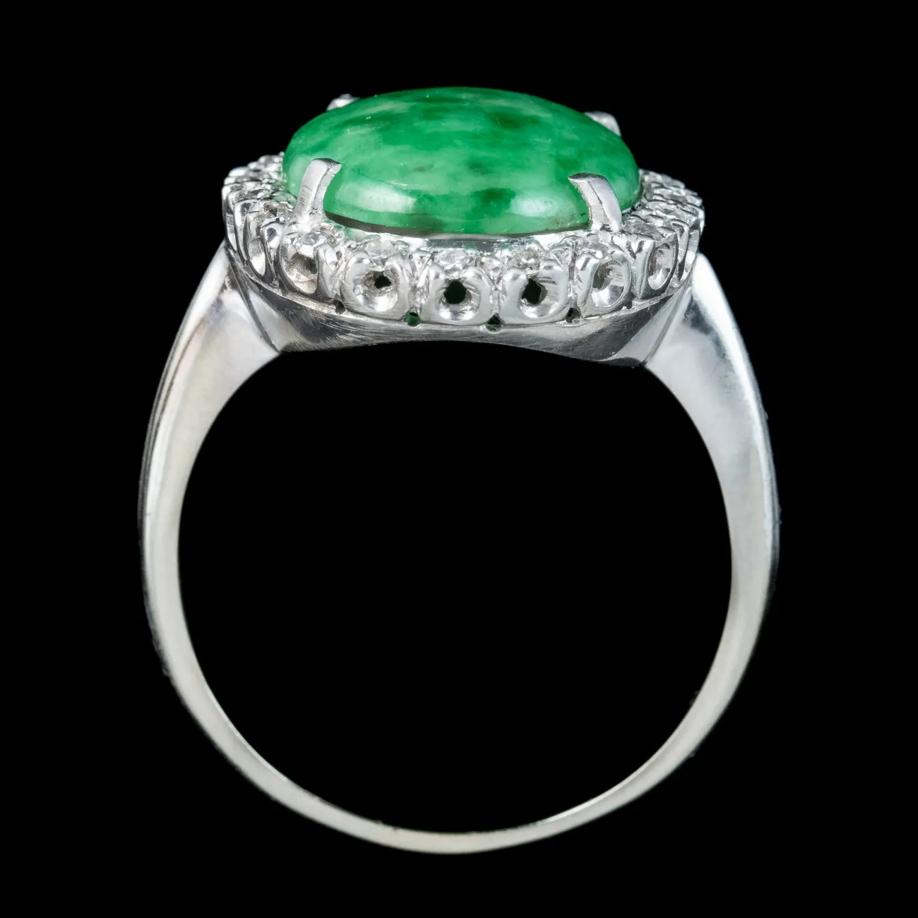 Vintage Jade Diamond Cluster Ring 7ct Jade