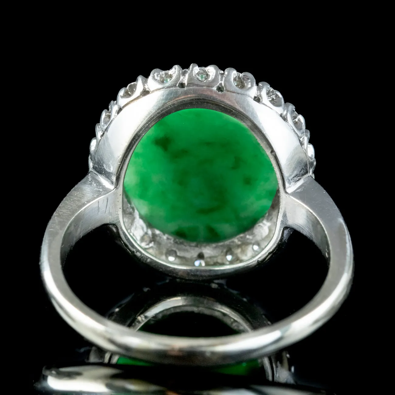 Vintage Jade Diamond Cluster Ring 7ct Jade