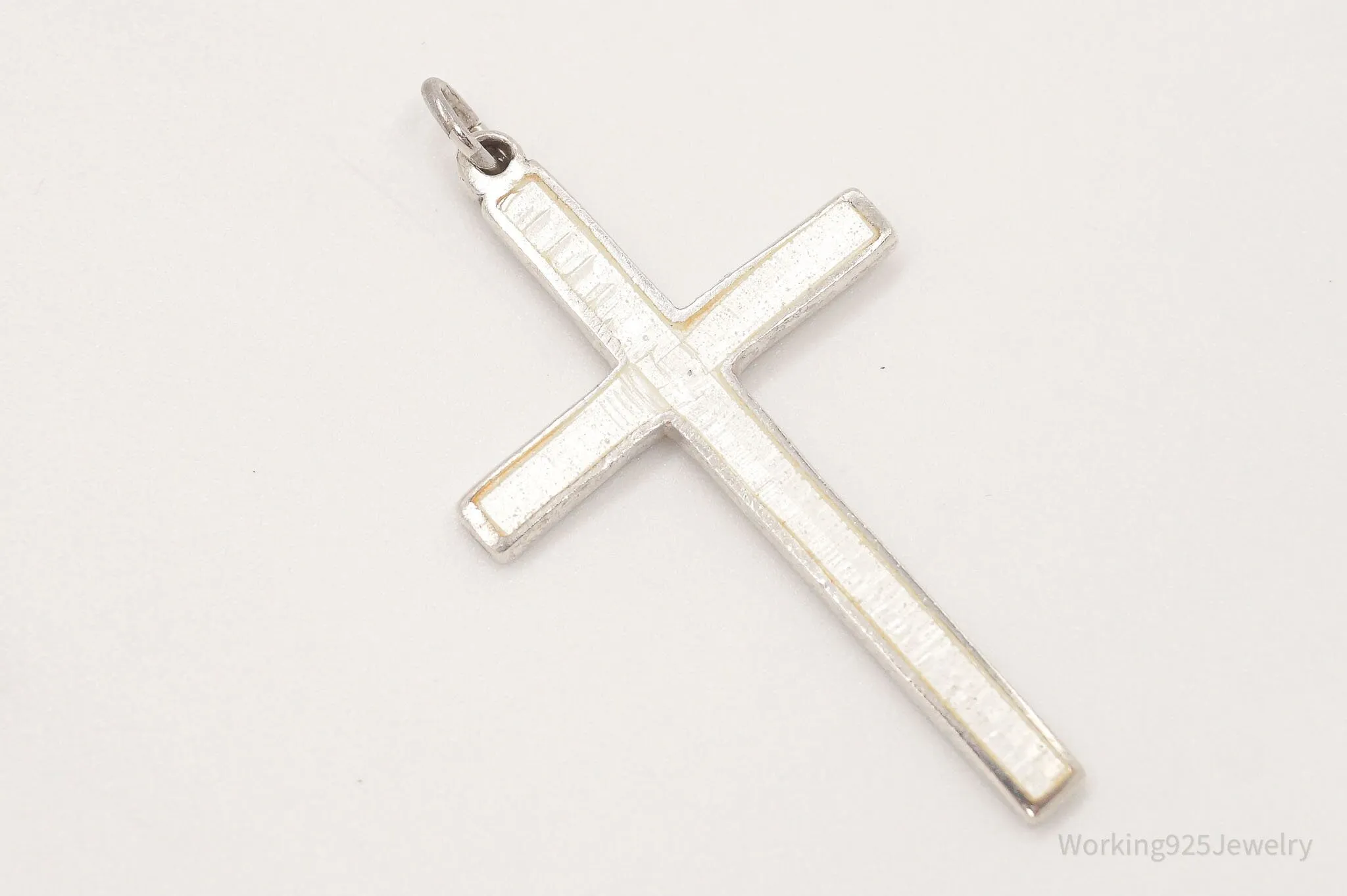 Vintage Large White Enamel Siam Sterling Silver Pendant