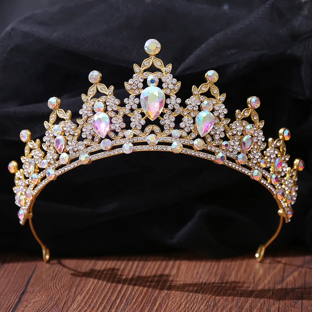 Wedding Headband AB Crystal Bridal Crowns and Tiaras Hair Jewelry Accessories Women Rhinestone Headwear Queen Diadem