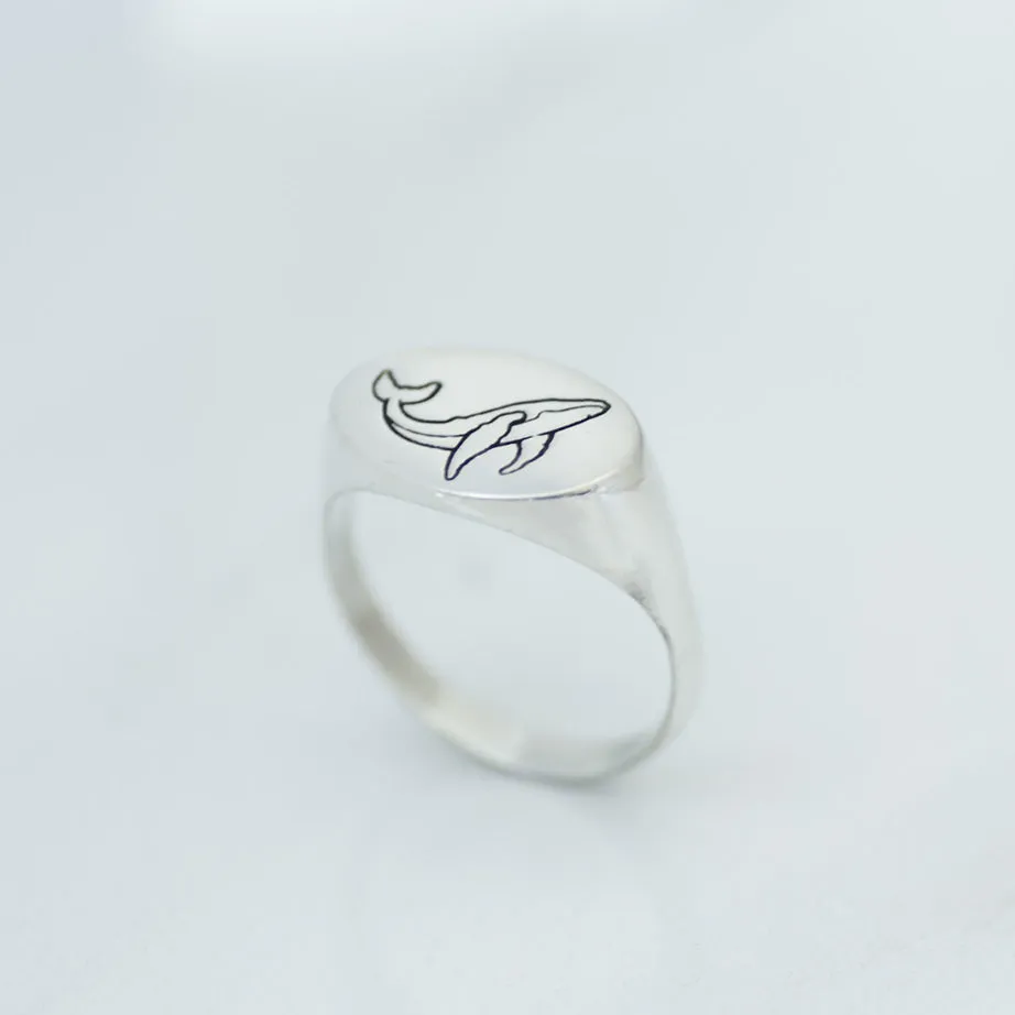 Whale Signet Ring silver